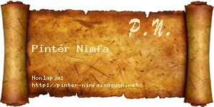 Pintér Nimfa névjegykártya